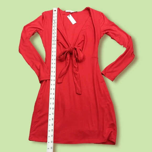 Lovers + Friends Revolve dress tie front stone cold Long Sleeve XS NWT Red‎ - Picture 7 of 9